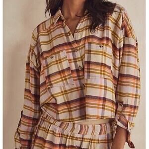 Free People Multicolor Plaid Button Down Shirt